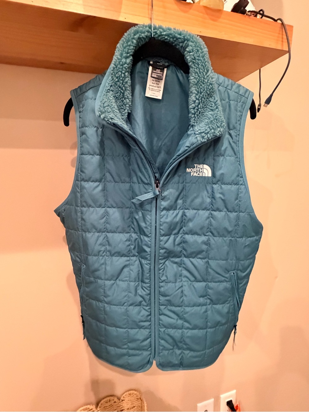 The North Face Teal Quilted Fleece-Lined Vest